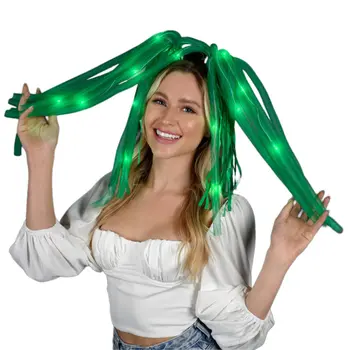 Green LED Noodle Headband Flashing Dreads