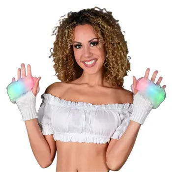 Faux Fur LED Fingerless Gloves