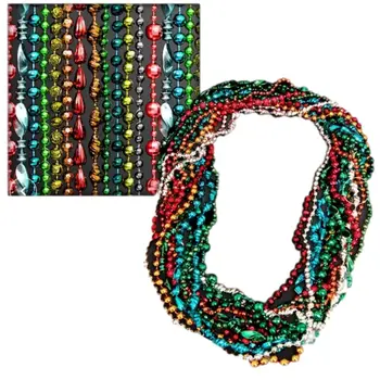 Assorted Style and Color Mardi Gras Bead Necklaces Pack of 12