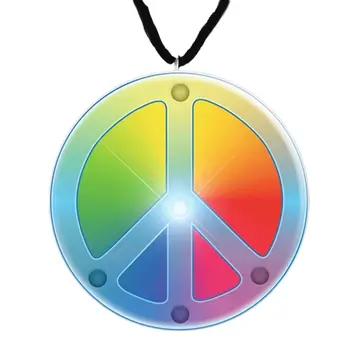 Rainbow Peace Sign Necklace Flashing Body Light
