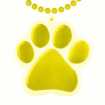 Light Up Yellow Paw Print Charm Necklace