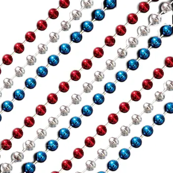 Red White and Blue Round Bead Necklace Pack of 12