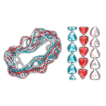 Sweet Heart Necklace Red White and Blue Pack of 12