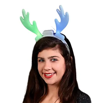 Color Changing Christmas Holiday Reindeer Antlers Light Up Headband