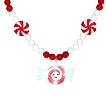 Jolly Holiday Party Peppermint Blinky Beaded Necklace