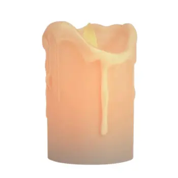 LED Dripping Wax Moving Flame Flickering Pillar Candle 4 Inch