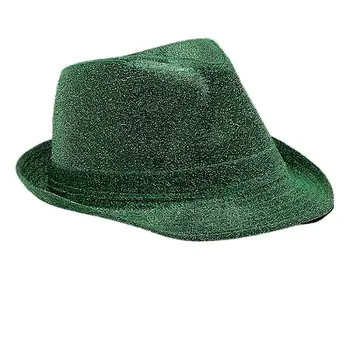 Glittery Finish Soft Green Fabric Fedora Non Light Up