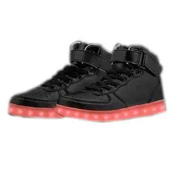 LED Flashing Multicolor Black Hightop Sneaker Shoes Size Five and a Half
