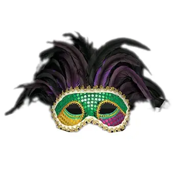 Deluxe Venetian Mardi Gras Carnival Unlit Festival Feather Mask for Fat Tuesday
