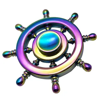Rainbow Chameleon Pirate Ship Wheel Metal EDC Fidget Spinner