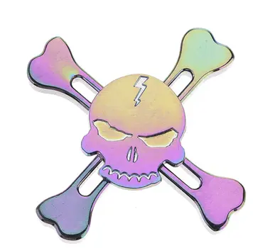 Rainbow Chameleon Skull and Crossbones Metal EDC Fidget Spinner