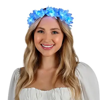 Light Up Flashing Blue Flower Angel Halo Crown Headband