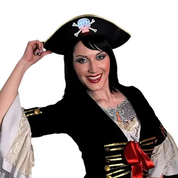 Premium Light Up Black Pirate Hat with Blinking Skull