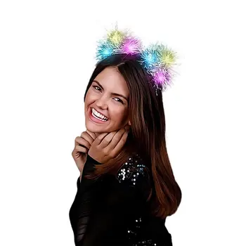 Light Up Tinsel Fluffy Cat Ears Headband