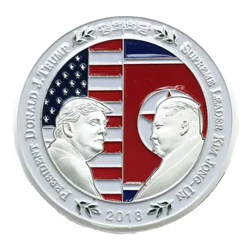Donald Trump Shake Hands with Kim Jong-un Commemorative Silver Plated Coin