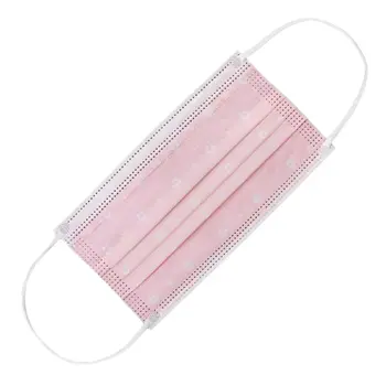 3 Ply Disposable White Flowers in Pastel Pink Face Masks Pack of 10