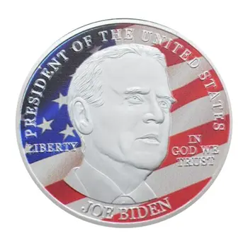 46th US President Joe Biden on USA Flag Commemorative Silver Plated Coin Build Back Better