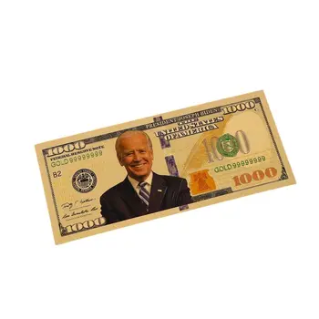 Smile 1000 Fake Dollar Gold Foil President Joe Biden 24k Gold Plated Bill Collectible Banknotes for Decoration