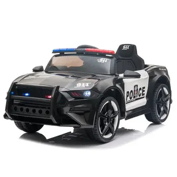 LED 12V Kids Ride on Remote Control Patrol Battery Operated Sports Car with Siren and 2.4 GHZ Microphone Black