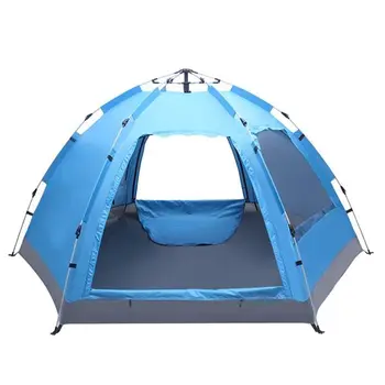 3 to 4 Persons Waterproof Double Door and Window Compact Family Tent for Camping Overnight and other Outdoor Activities UV Protection Blue