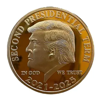 Second Presidential Term 2021 to 2025 IN GOD WE TRUST Donald Trump Gold Plated Coin