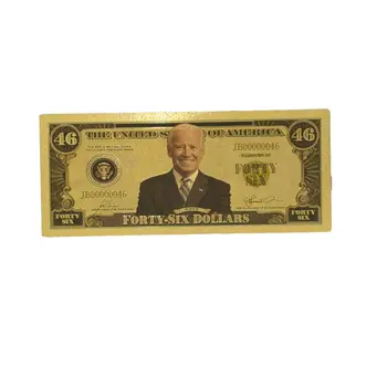 US President Joe Biden Forty Six Dollars 24k Gold Plated Bill Collectible Banknotes for Decoration