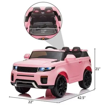 Chargeable Car for Kids 12V Remote Control 2.4GHZ USB LED Lights Pink