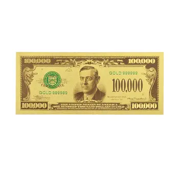 One Hundred Thousand US Dollars 24K Gold Plated Collectible Fake Banknotes for Decoration