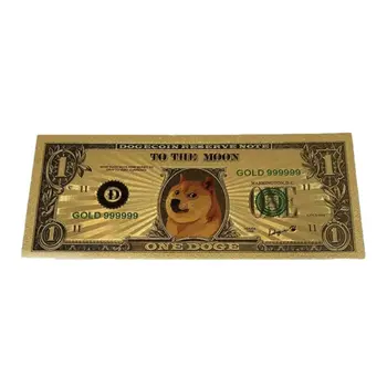 Dogecoin 24K Gold Plated Banknotes Collectors Bill Non-currency Replica Art Collection