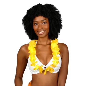 Light Up Hawaiian Flower Lei Necklace Yellow