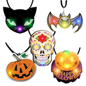 Assorted Halloween Light Up Flashing Body Light Charm Necklaces Pack of 25