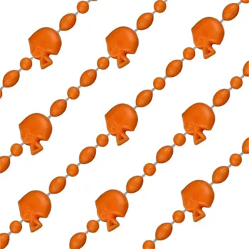 Football Helmet Bead Necklaces Non Metallic Orange Pack of 12