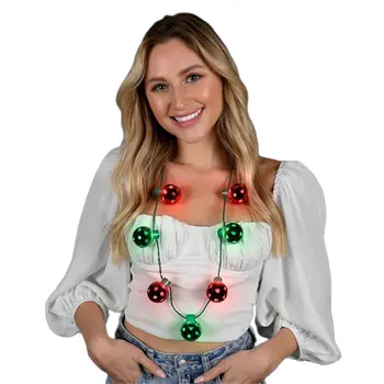 Light Up Christmas Metallic Shine Through Disco Balls Necklace