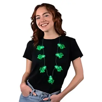 Flashing Jumbo Acrylic Shamrock Charms Necklace