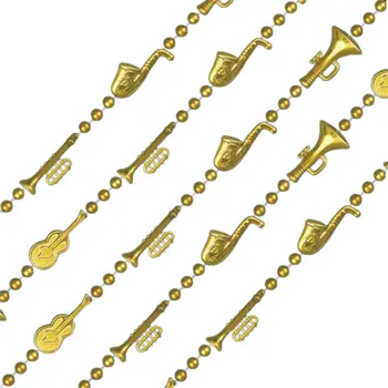 Non Light Up Metallic Gold Plated Jazz Instruments Beaded Necklace Pack of 12