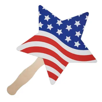 Star Shaped Unlit Patriotic Paper Board Hand Fan