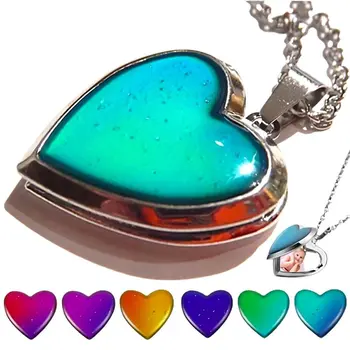 Mood Changing Heart Pendant Charm Photo Locket Necklace