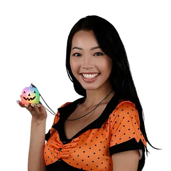 Light Up Slow Color Change Happy Pumpkin Charm Necklace