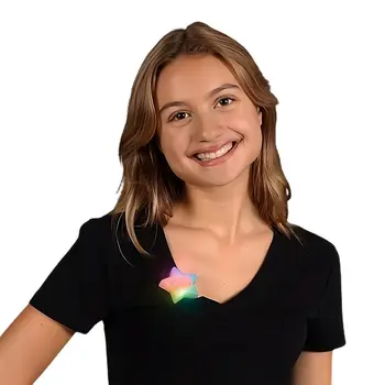 Flashing Multicolor Star Clip on Body Light Badge