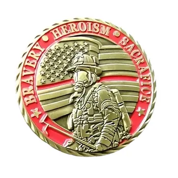 Fire Department Core Values Thin Red Line Challenge Coin