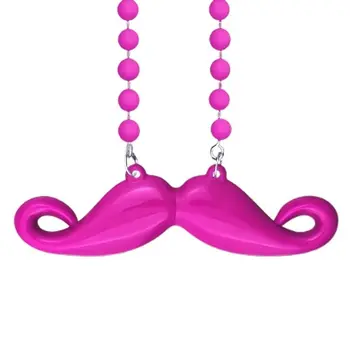 Funky Mustache Beaded Necklace Pink Pack of 12
