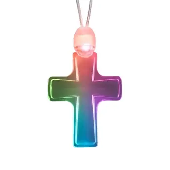 Expression of Faith Acrylic Cross Pendant Necklace with Multicolor LEDs