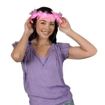 Light Up Feather Crowns Assortment Bundle of Pink and Purple