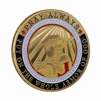 Brave Knight Edition Put on the Whole Armor of God Christian Gold Plated Coin