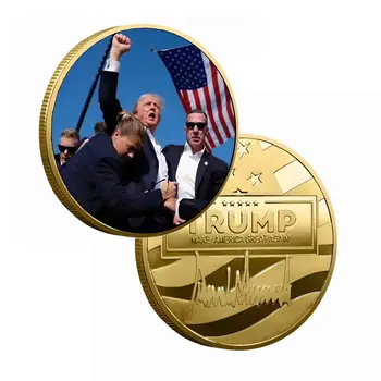 Battle Cry MAGA Donald Trump Rally Commemorative Gold Plated Coin