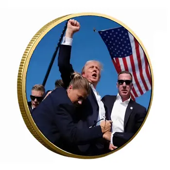 Fight for Freedom 47th President Donald Trump Rally Commemorative Gold Plated Coin