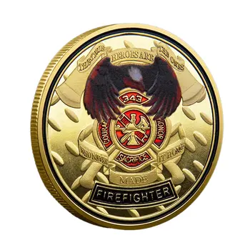 Thanksgiving Firefighters Prayer Challenge Commemorative Gold Plated Coin