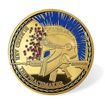 United States Police Thin Blue Line Prayer Warrior Gold Plated Coin