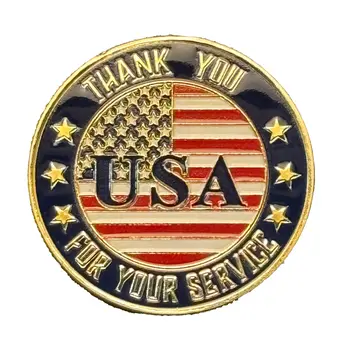 Patriotic USA Flag Thank You for Your Service Commemorative Gold Plated Coin