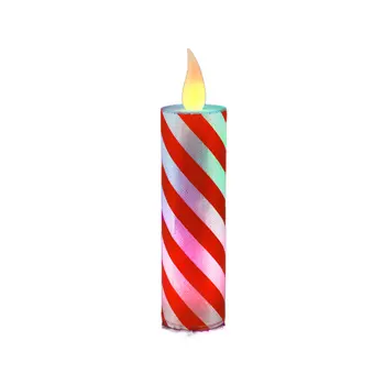 Flameless Flickering Candy Cane Light-Up Christmas Candle